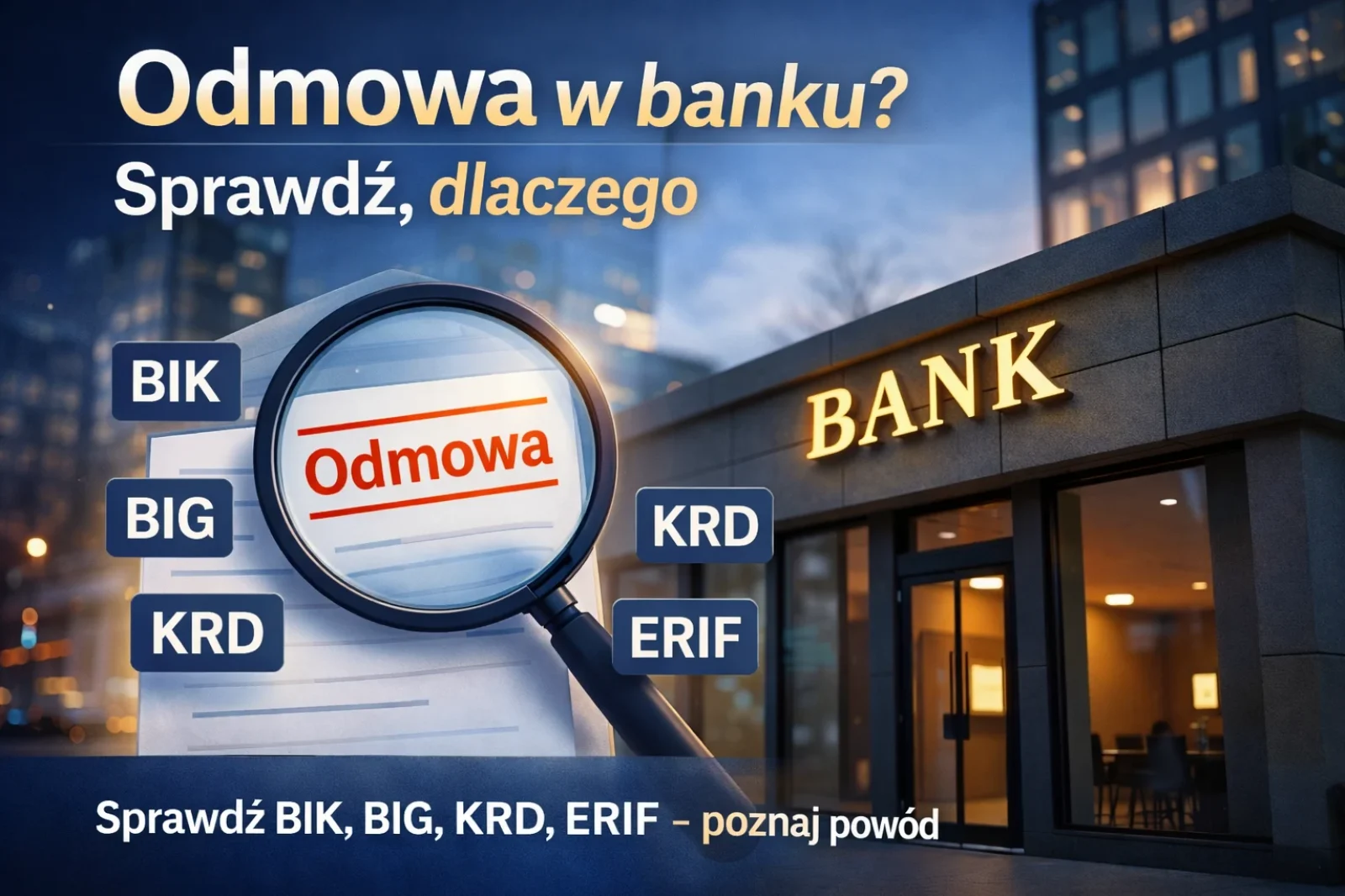 Odmowa kredytu w Banku? - Sprawdź dlaczego i co można z tym zrobić