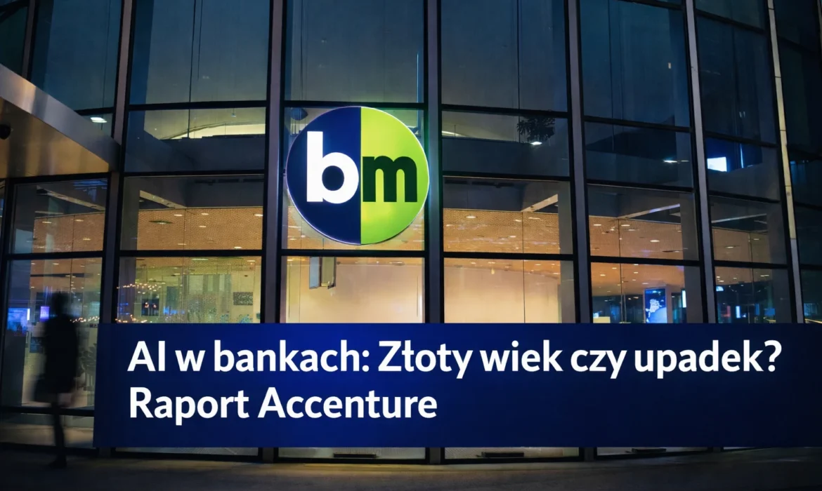 Grafika BankMoney przedstawiająca rozwój AI w bankach - nowoczesna bankowość, sztuczna inteligencja i analiza raportu Accenture