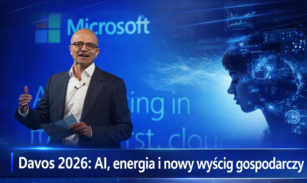 Prezes Microsoftu Satya Nadella na Davos 2026 ostrzega, że koszt energii i rozwój sztucznej inteligencji zadecydują o przyszłej konkurencyjności gospodarek