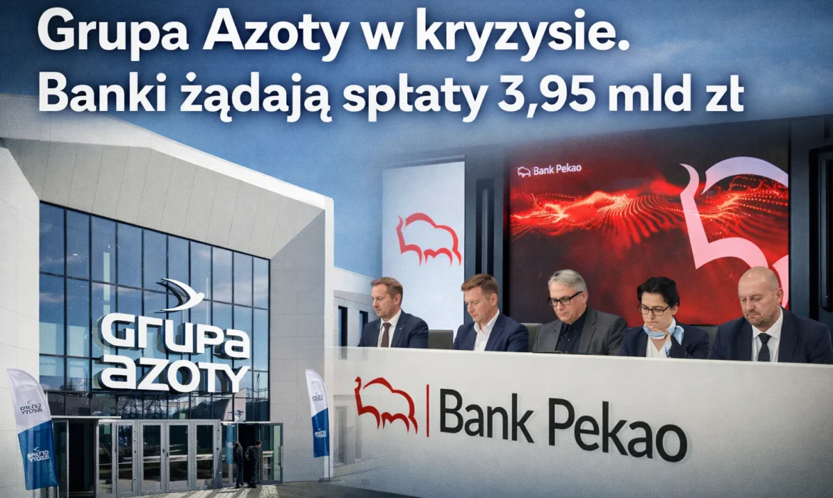 Siedziba Grupy Azoty oraz przedstawiciele Banku Pekao - banki żądają spłaty 3,95 mld zł zadłużenia