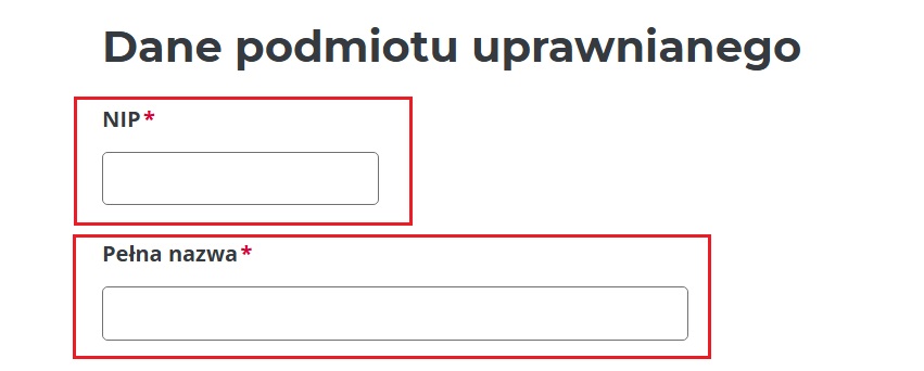 KSeF - Dane podmiotu uprawnianego (Nadawanie uprawnień)