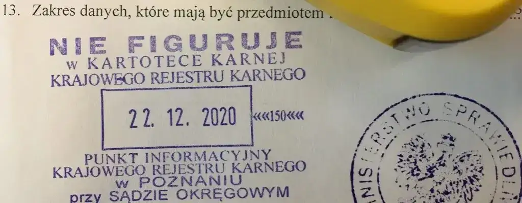 Zaświadczenie o niekaralności - Dokument