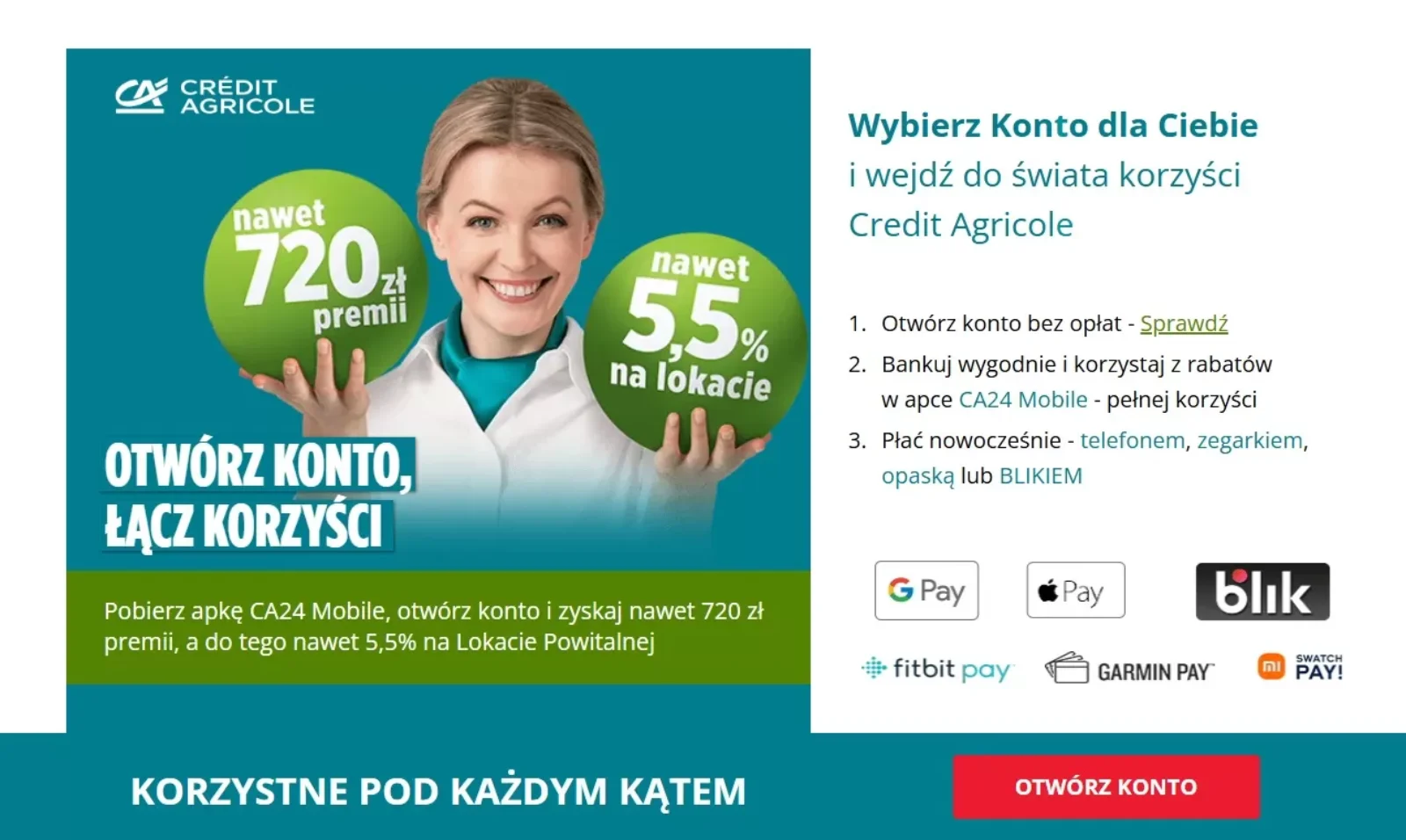 Promocja Credit Agricole 720 zł