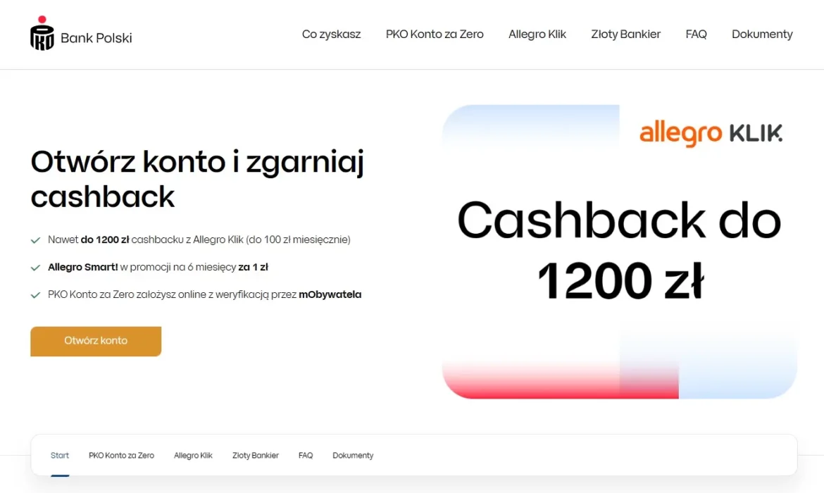 Cashback 1200 zł Allegro - PKO BP