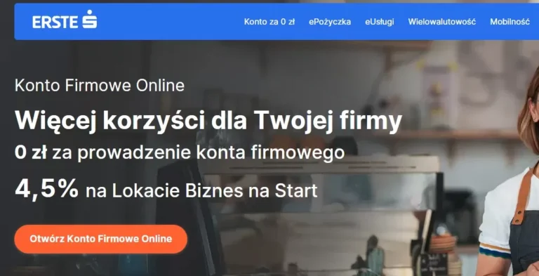 Erste: do 4500 zł za Konto Firmowe + 4,5% lokaty